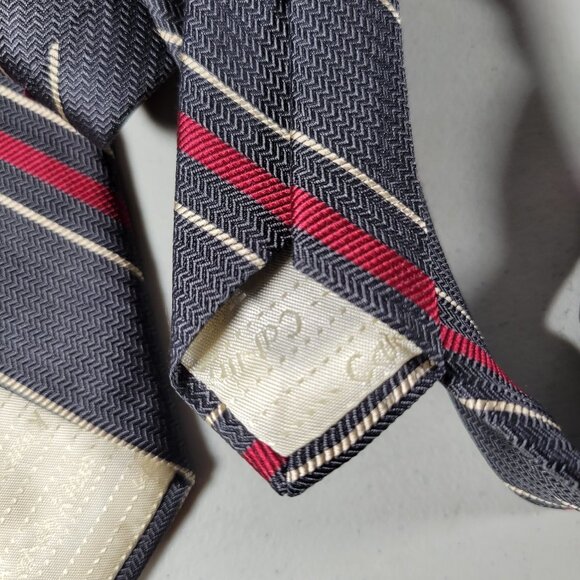 Calvin Klein Silk Tie Blue Red Gold Striped Mens Necktie 56 x 3.25 With Tie Hook - Picture 3 of 5